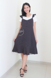 MAMA HAMIL Dress Baju Hamil Menyusui Lengan Potong Polkadot Mings Overall   HO 80 12  large